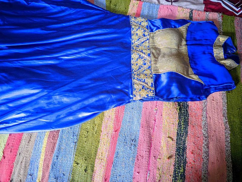 Elegant Blue &amp; Gold Evening Gown