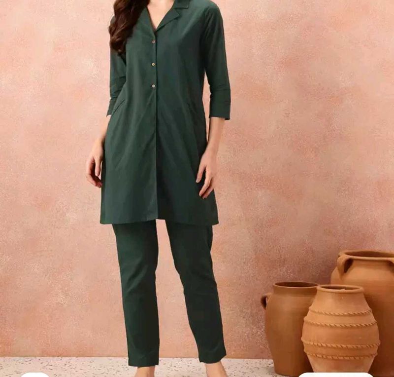 Green Cotton Co Ord Set
