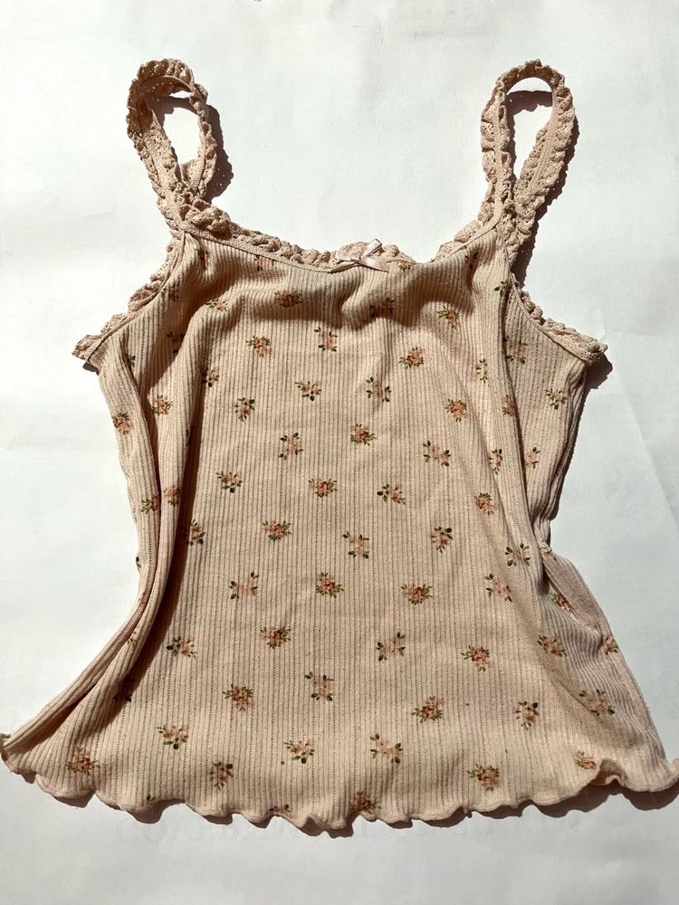 Hnm Lace Trimmed Strappy Top