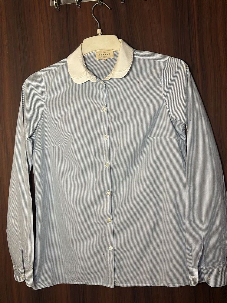 Striped Blouse with Peter Pan Collar