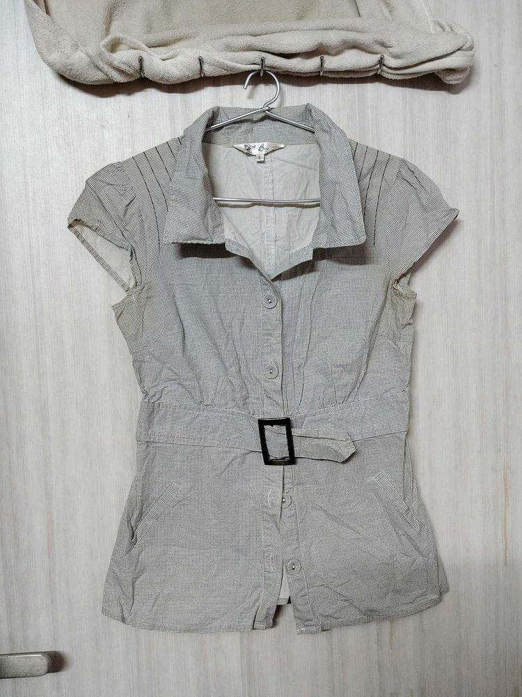 ❗ CLEARANCE ❗ Button-Up Top with Belt Detail