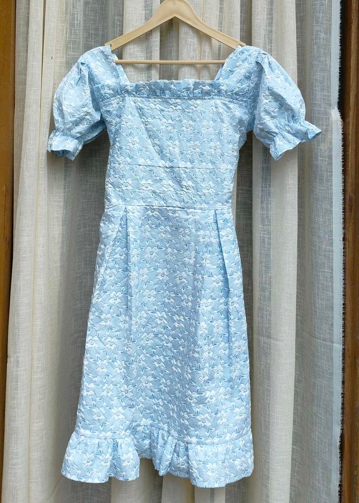 Blue Puff Sleeve Dress