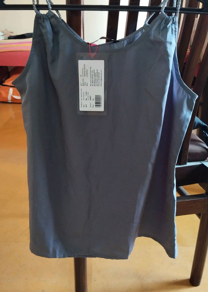 Silver Double Strap Grey Top
