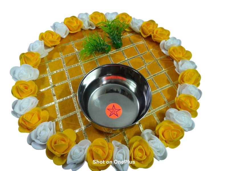 handmade decorative wooden wedding tray with artif