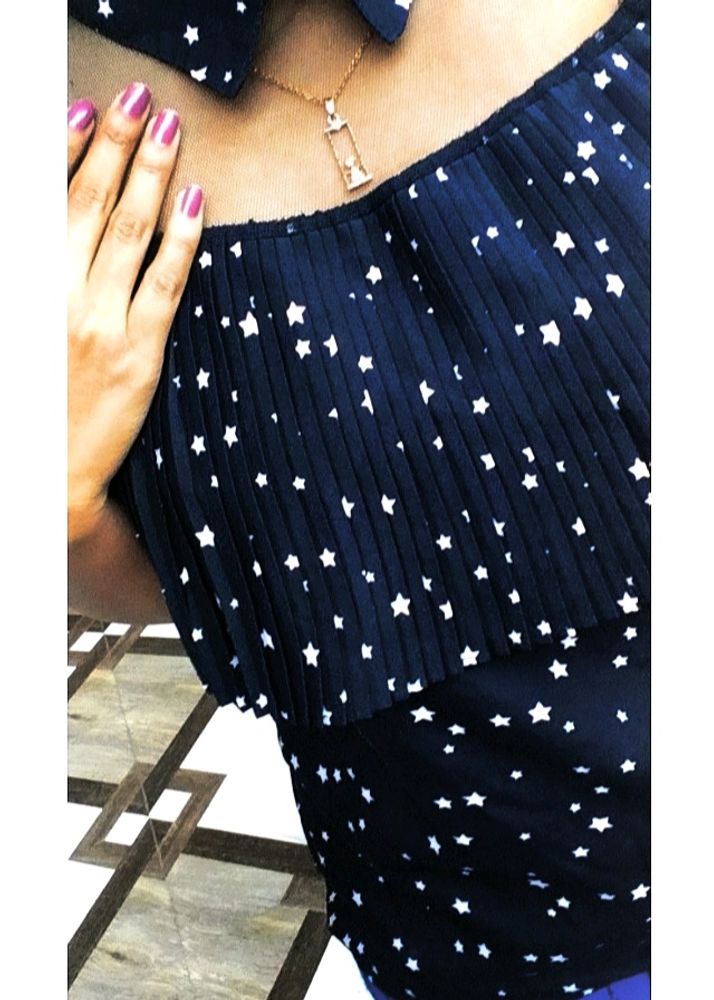 Women's Printed Star Black Top