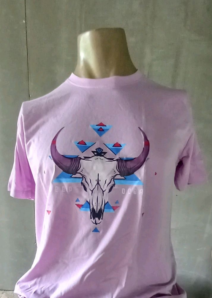 Lilac Bull Skull Graphic Tee
