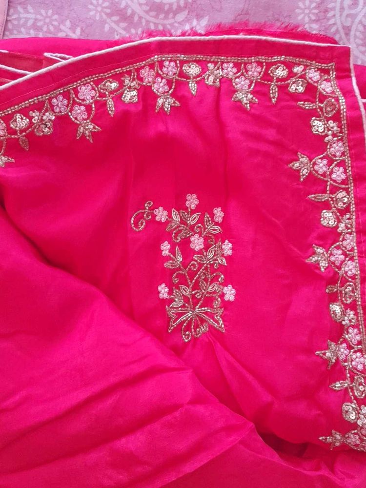 Pink Embroidered Saree