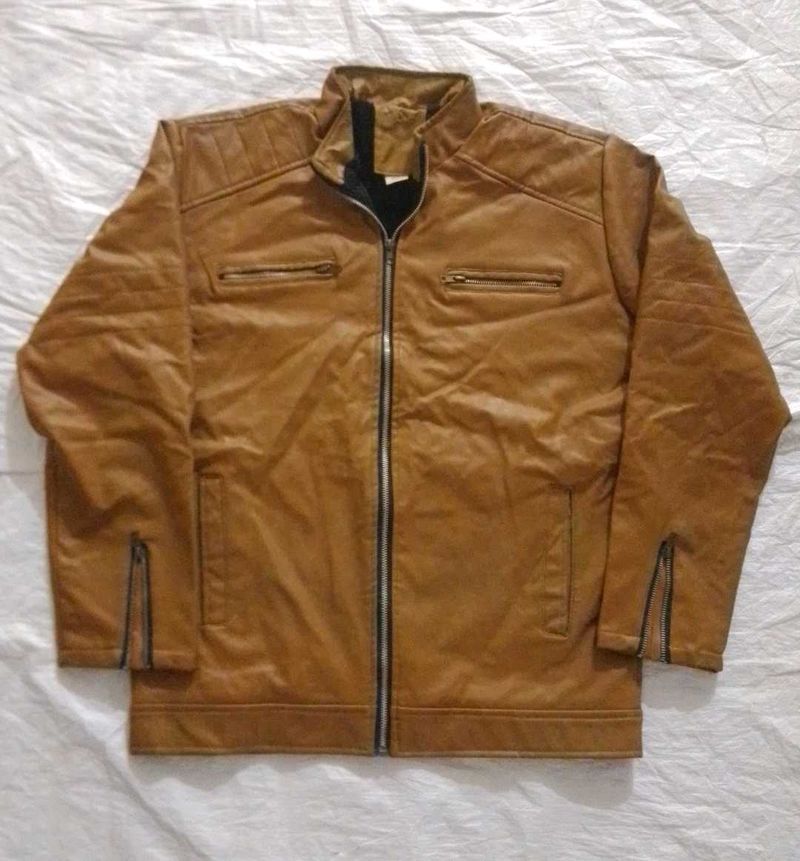 Brown Faux Leather Jacket