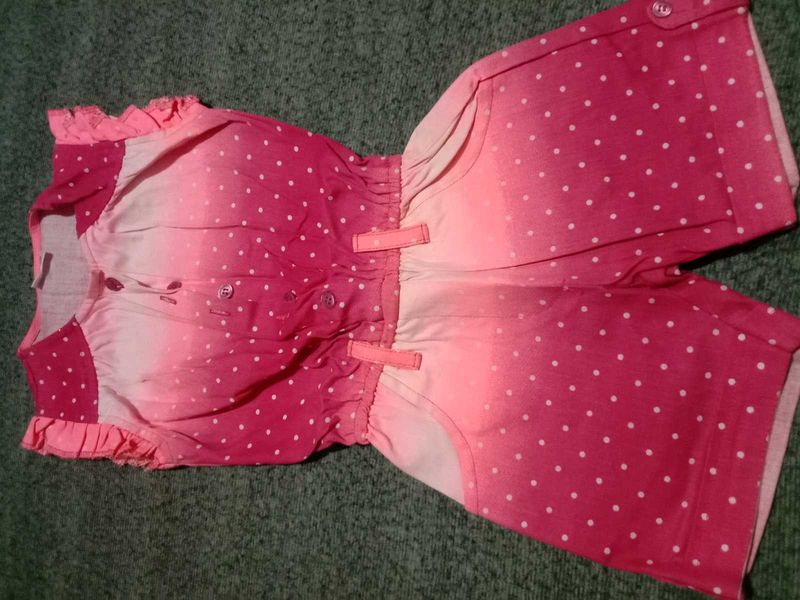 Cute Pink And Peach Polka Dot Romper