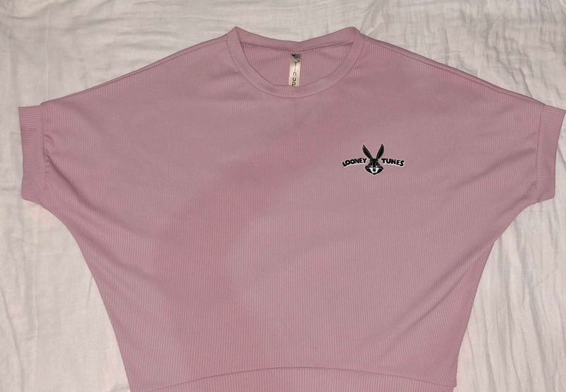 Soft pastel pink crop top