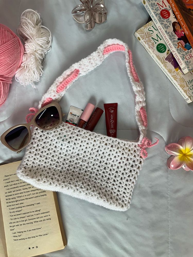 Crochet mesh bag🤍💖