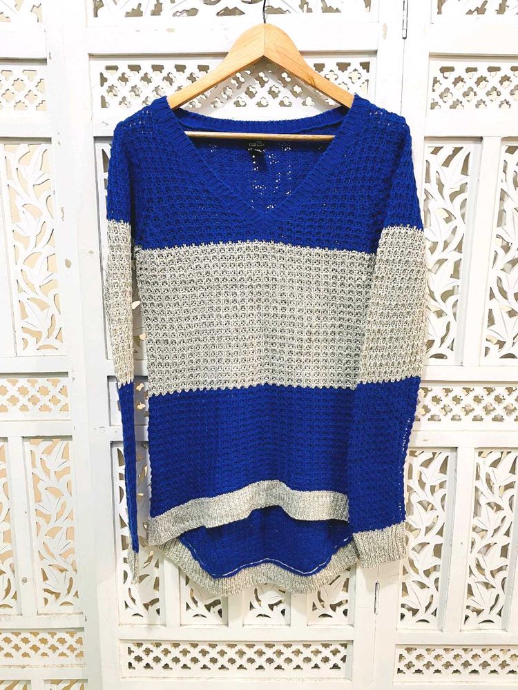 Blue Striped Knit Sweater ()