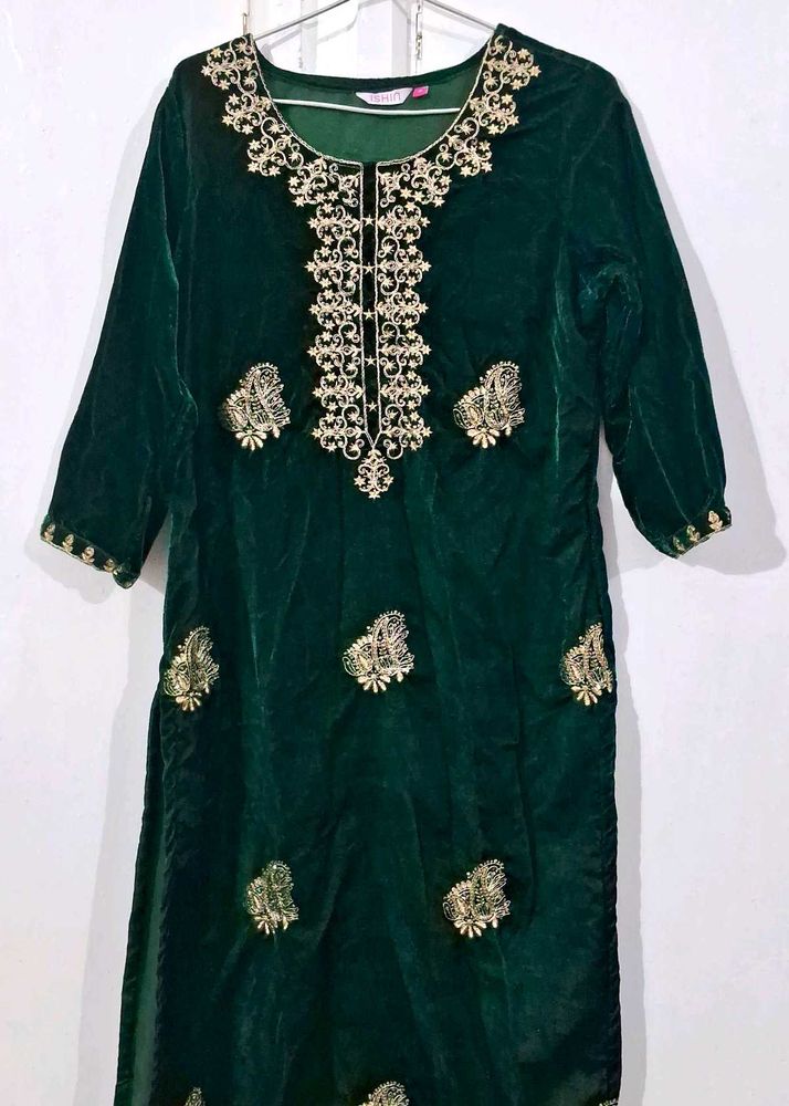 Pretty Velvet Green 💚 Kurta