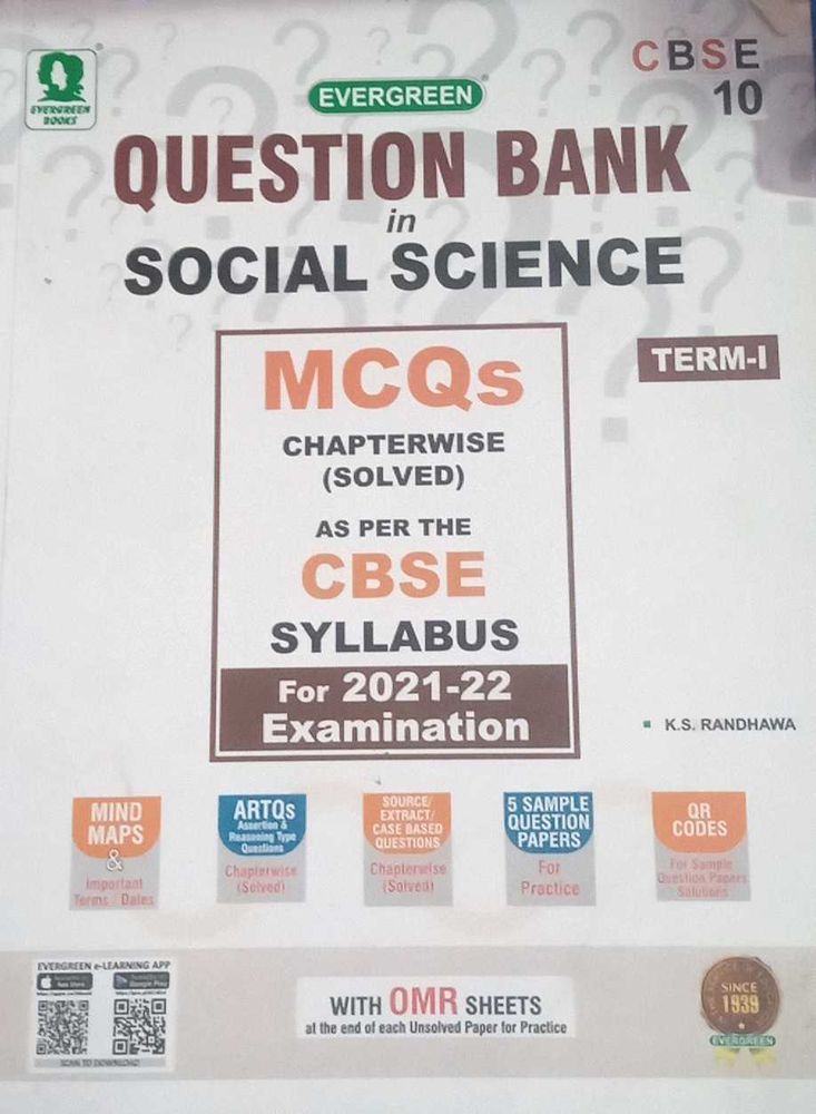 Evergreen CBSE 10 Social Science Question Bank