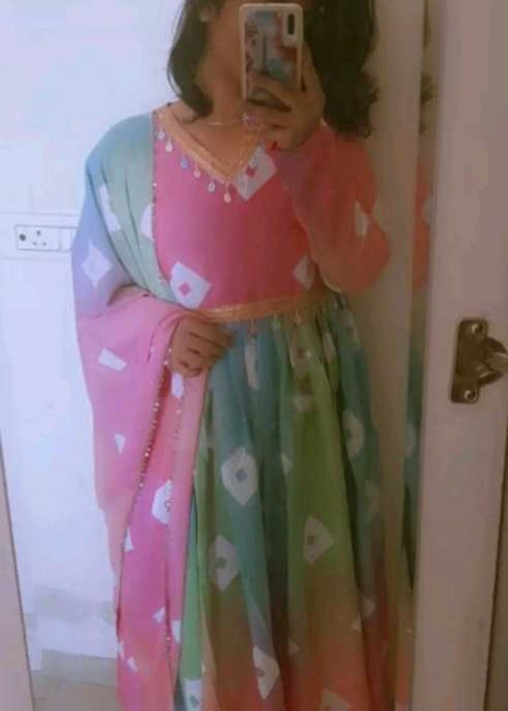 Multicolor Anarkali Top And Duppata