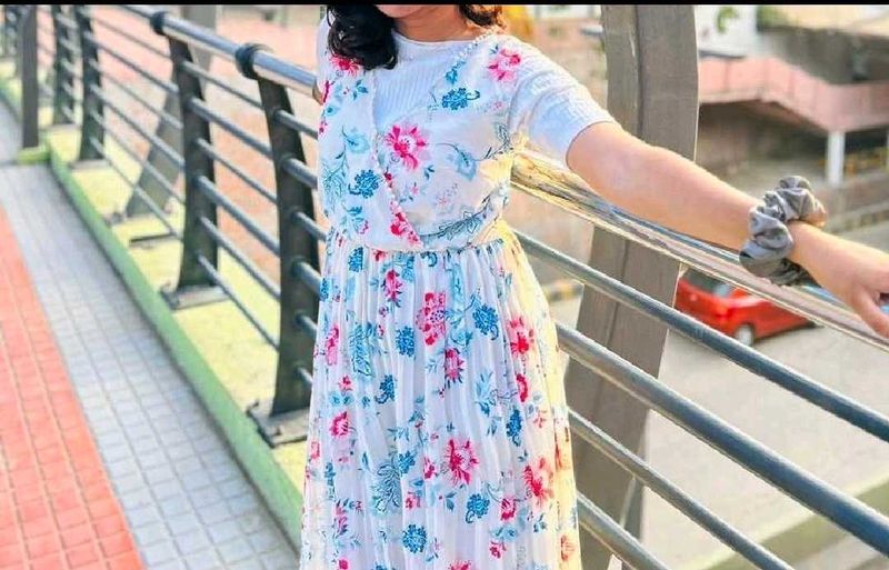 OFF WHITE FLORAL MAXI DRESS