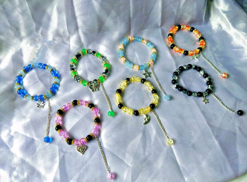 Beaded Charm Bracelets (Set of 7)