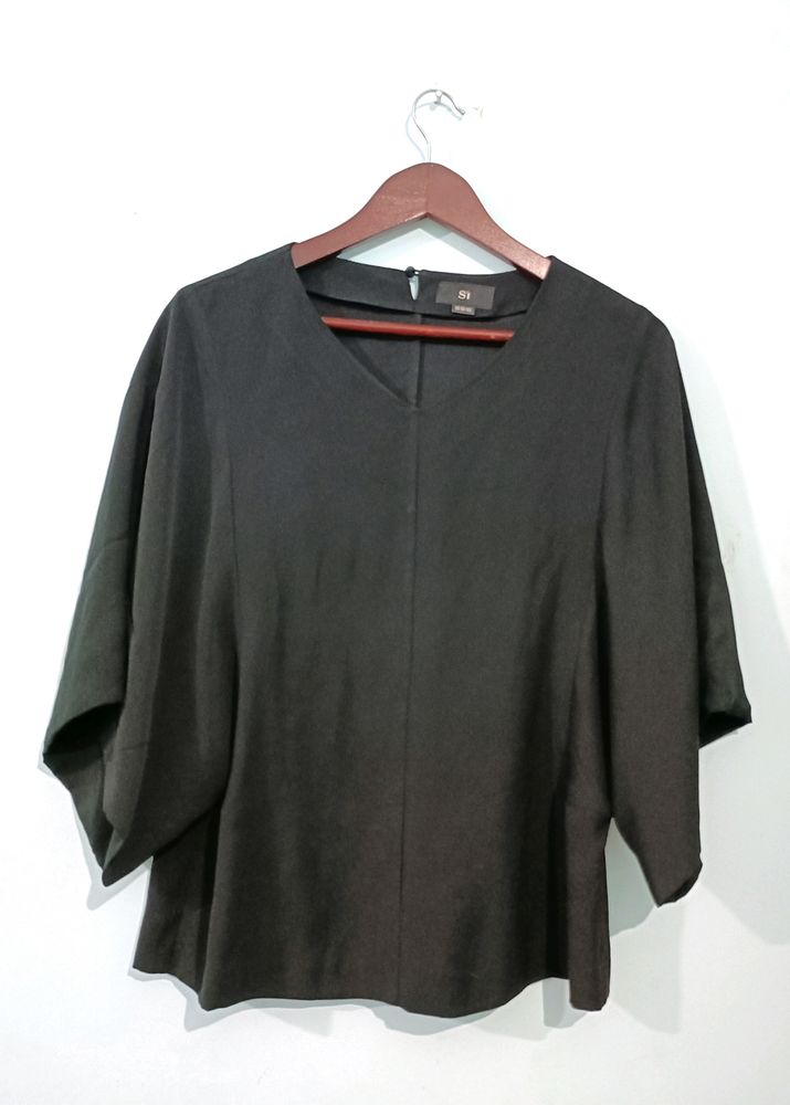 Black V Neck Kimono Top