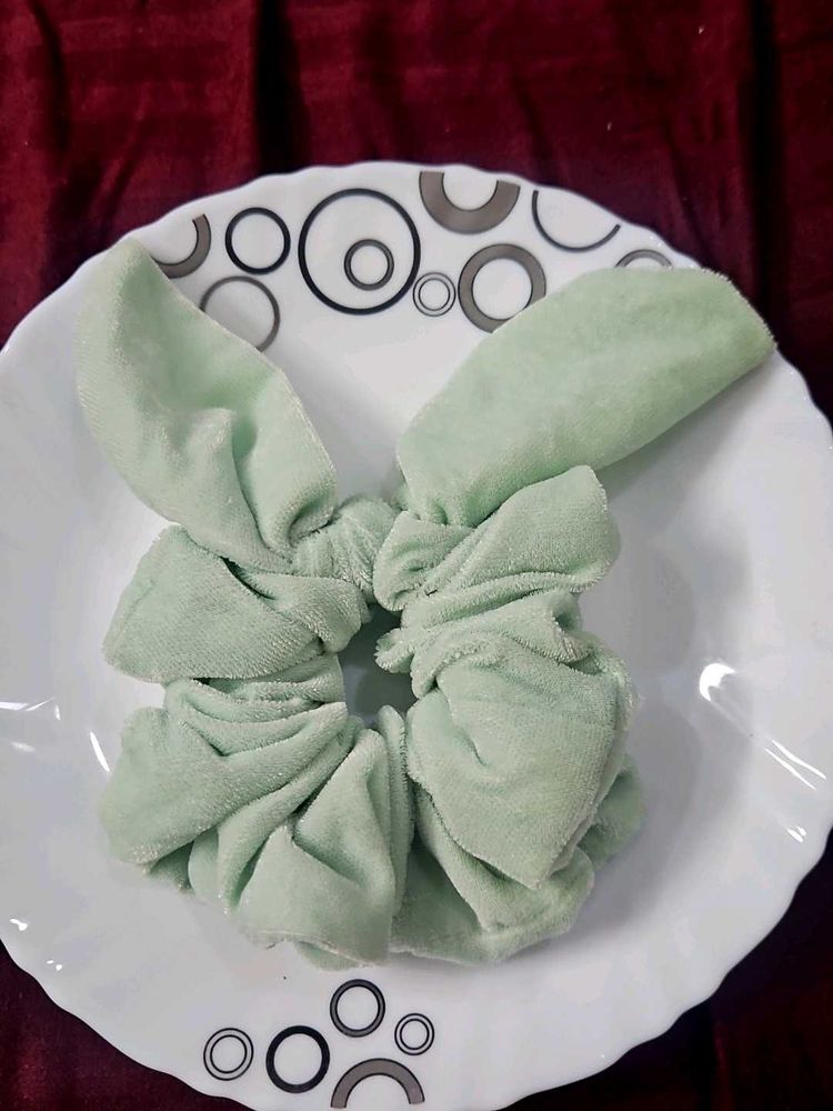 Mint Green Bunny Scrunchies - Velvet