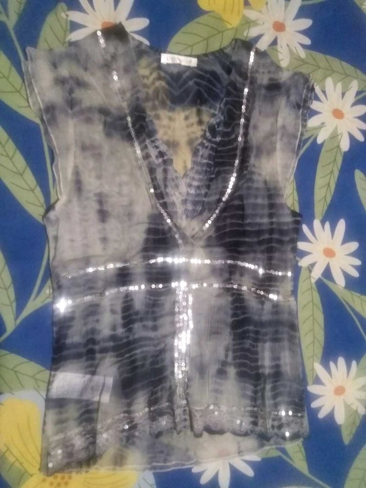 Stylish Tie-Dye Sequin Top