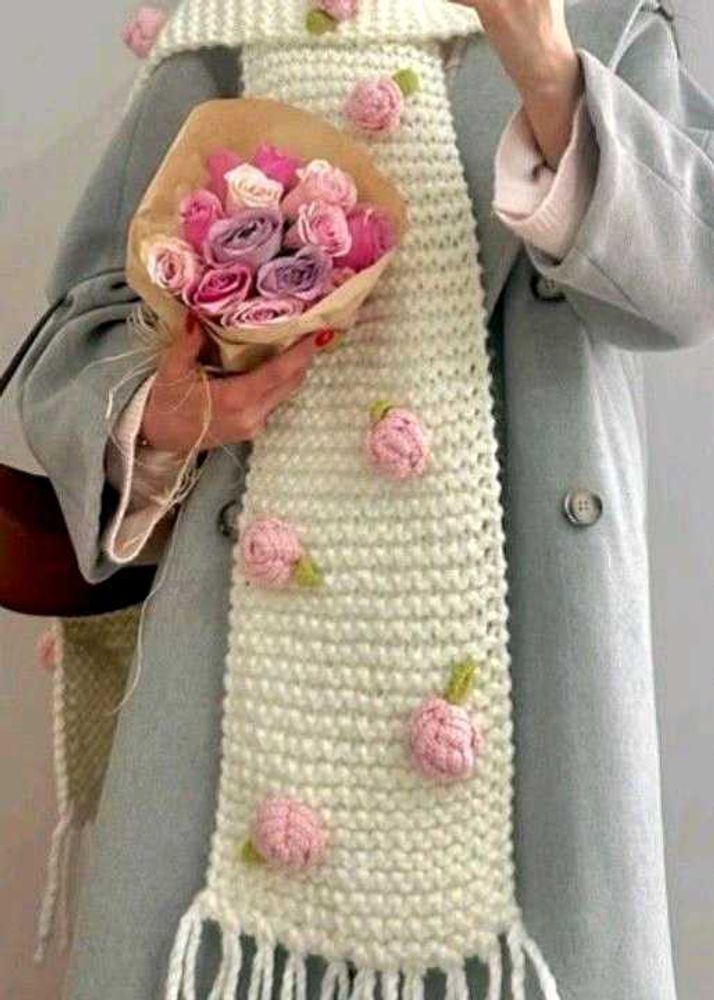 Floral Crochet Scarf