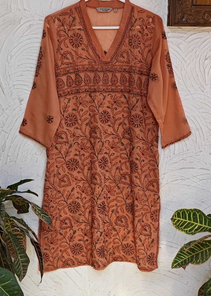 🧱 Brick Colour (Unique Shade) Chikankari Kurta