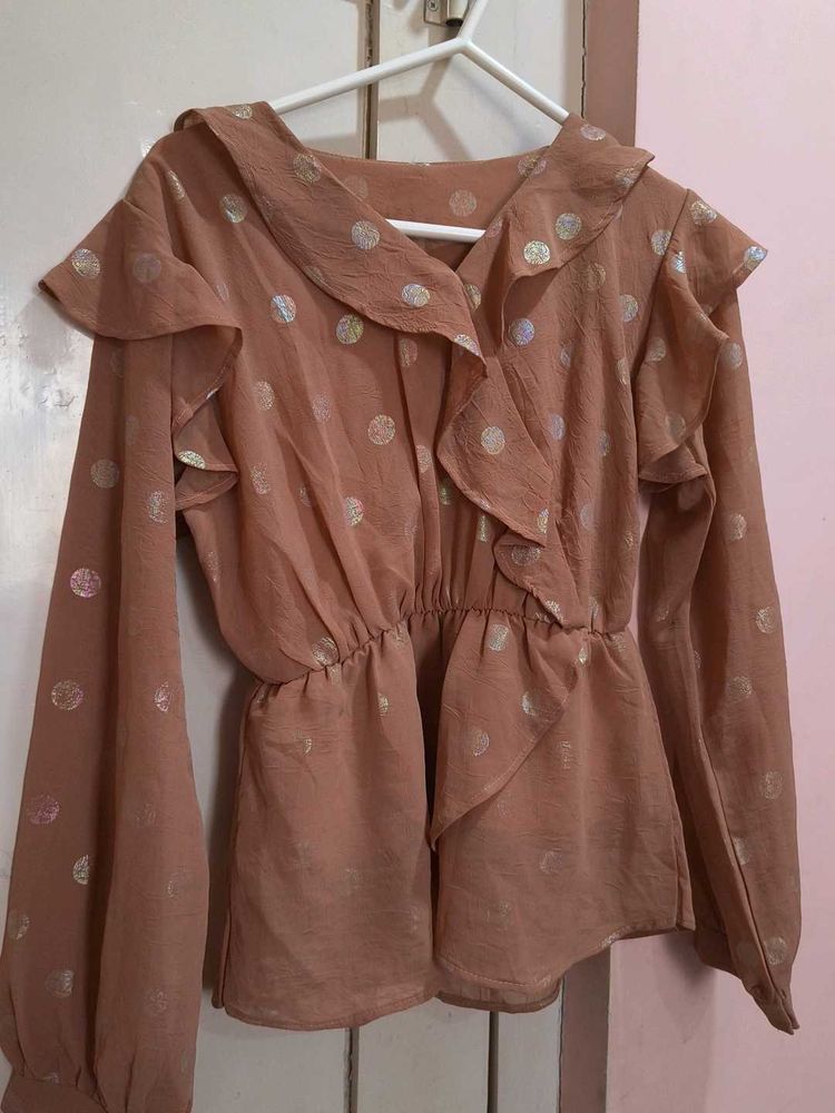 Ruffled Polka Dot Top(M)