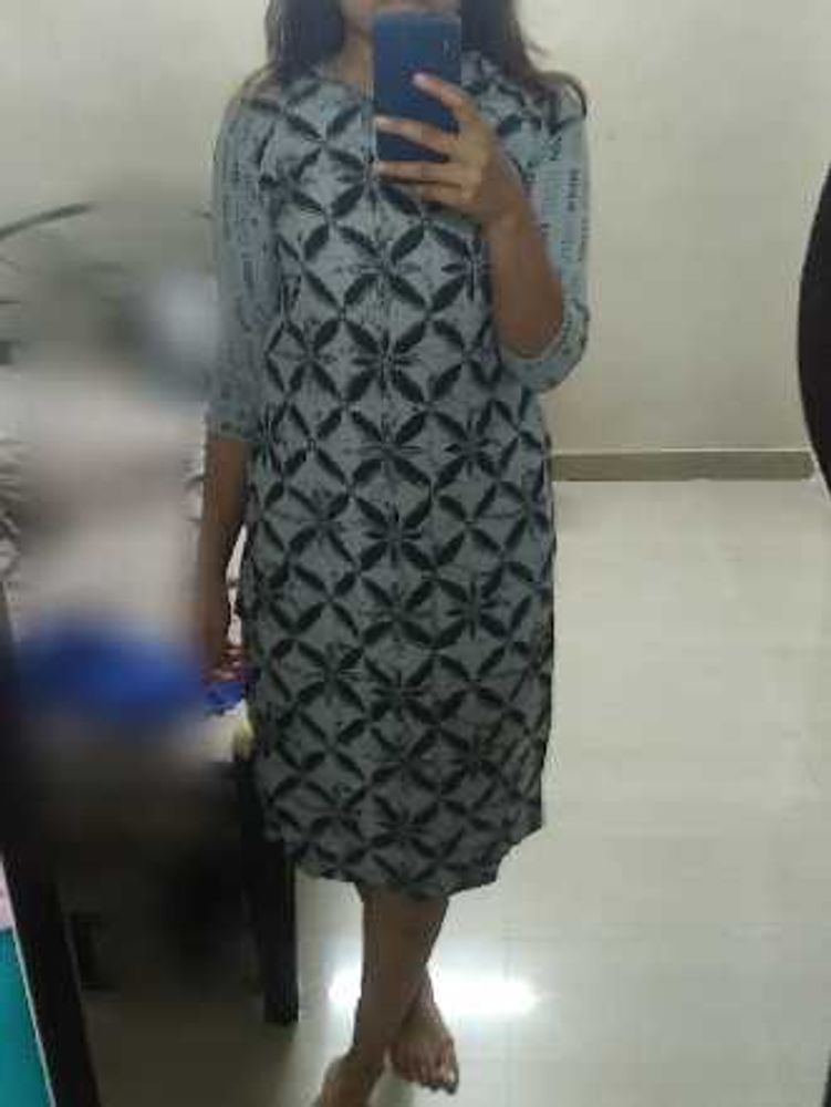 Printed Grey Kurta