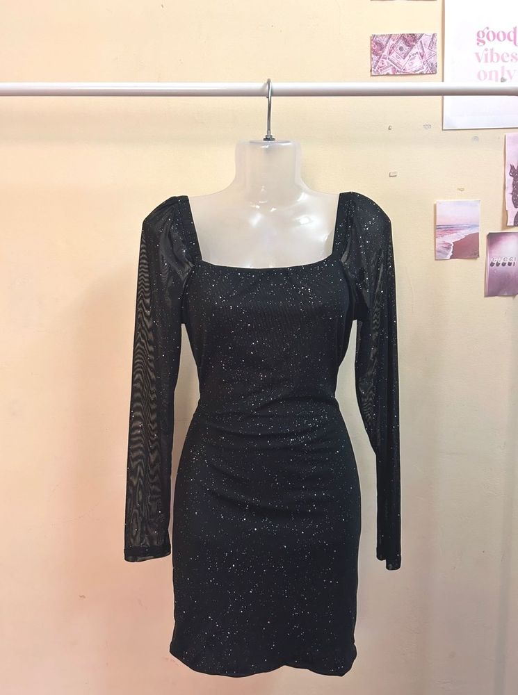 URBANIC Sparkly Black Mini Dress