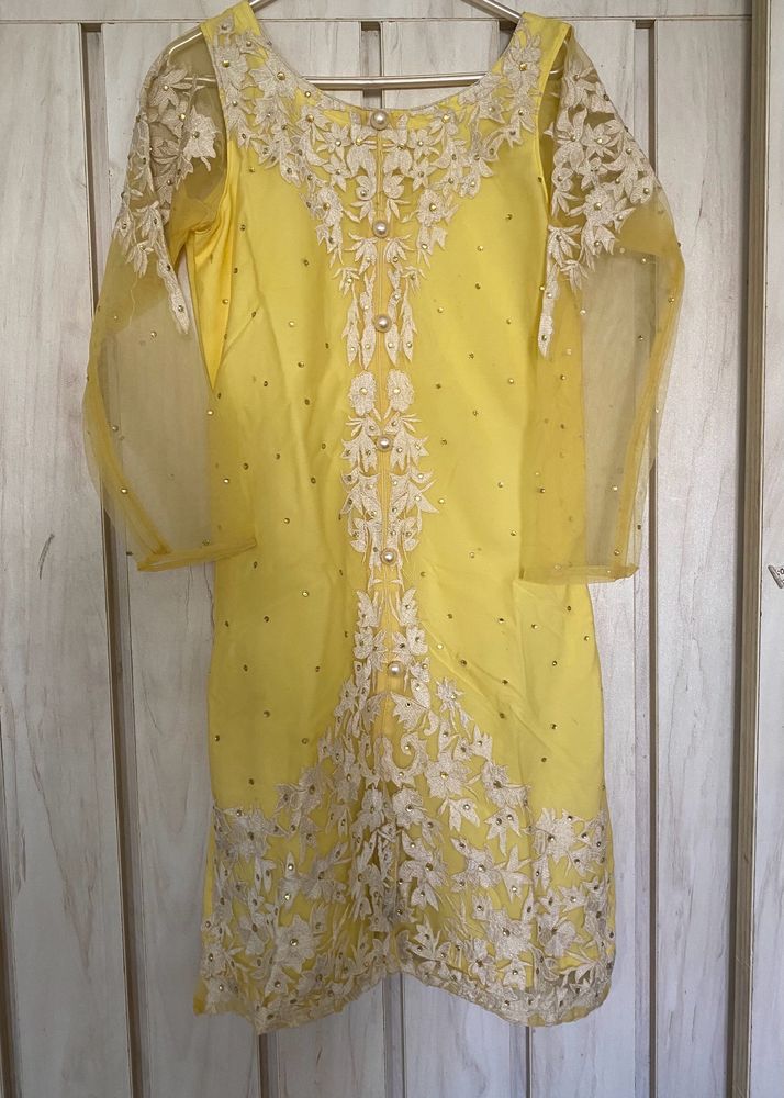 Yellow Kurti with Pant and Dupatta