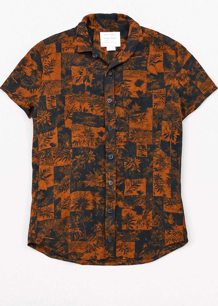 Tropical Print Button-Down Shirt