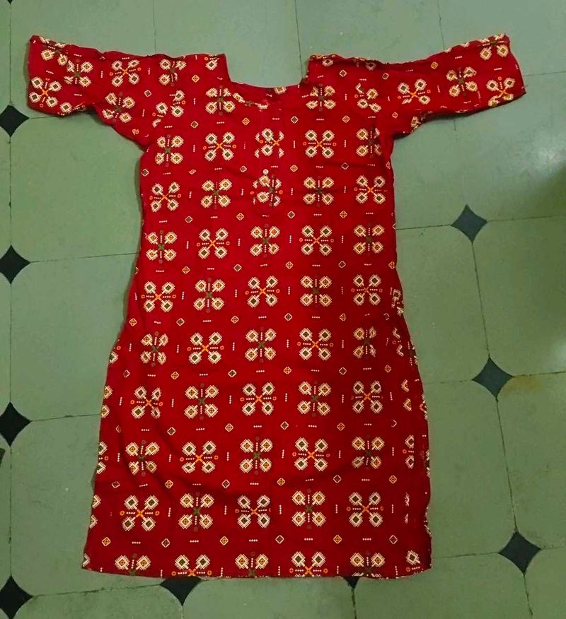 Red Printed Tunic Top