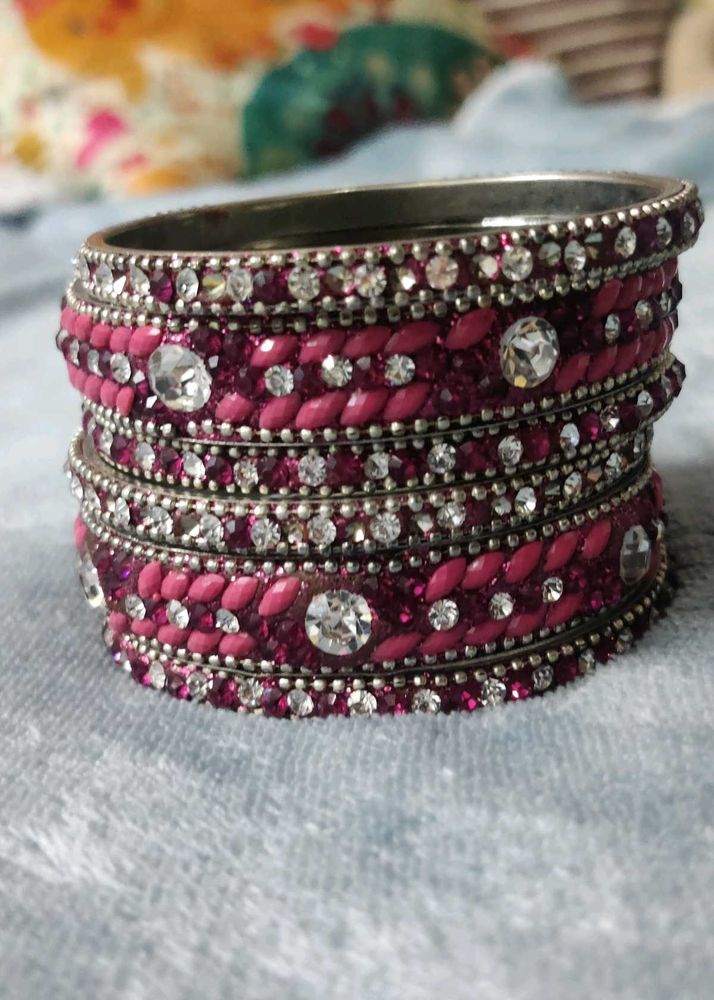 Pink Stone Bangles