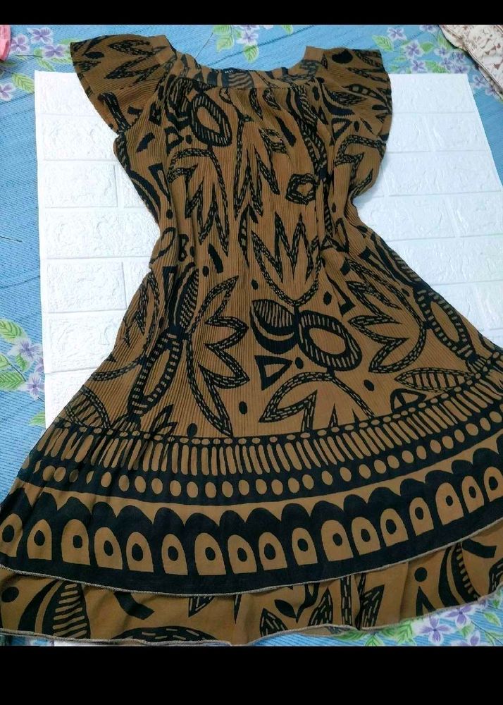 Brown Printed Dress