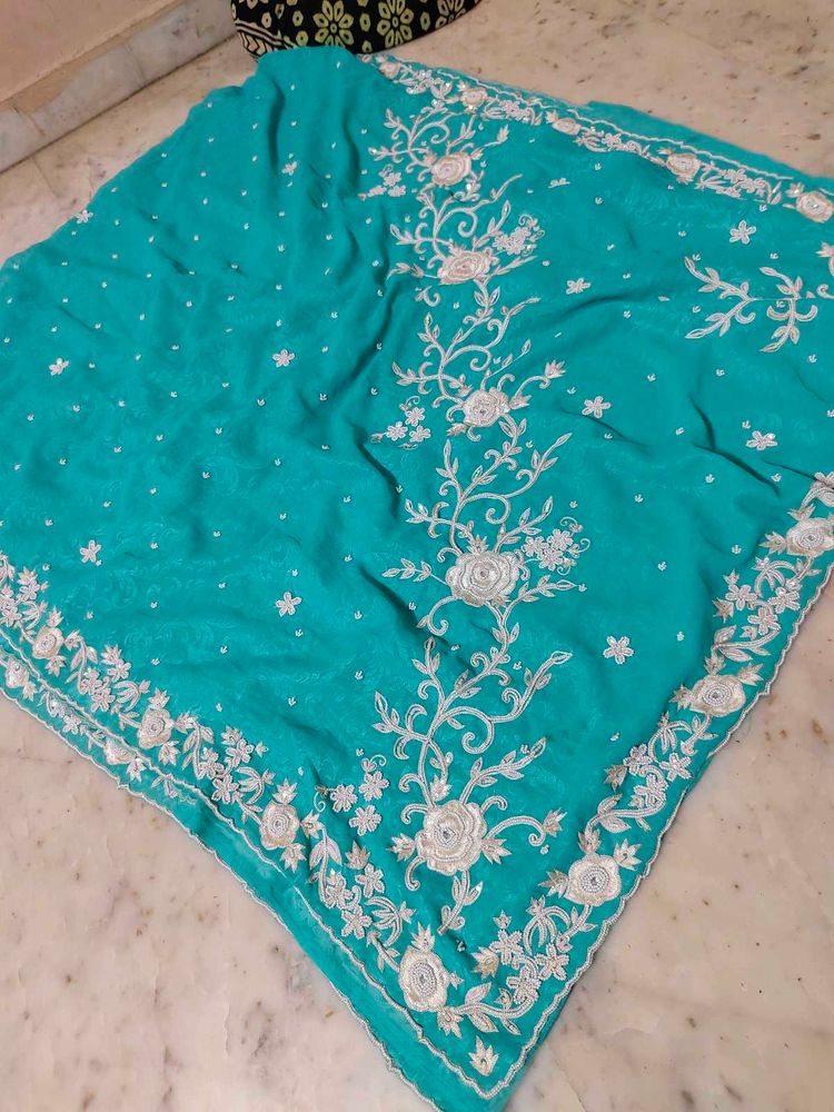 Moti Work Beautiful Design Saree No Blouse