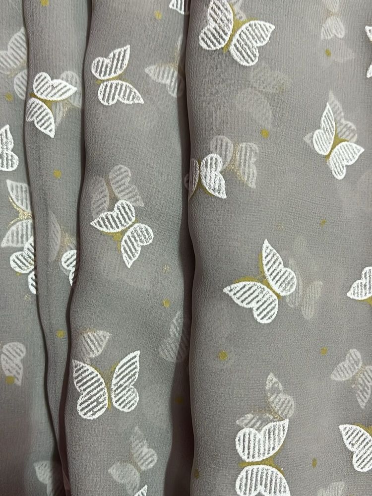 Butterfly Print Chiffon Saree