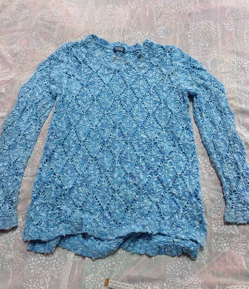 Blue Crochet Knit Top (women's)