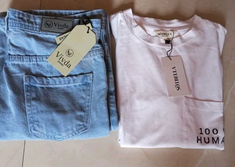 Combo Of Sotbella T Shirt With Jeans Women