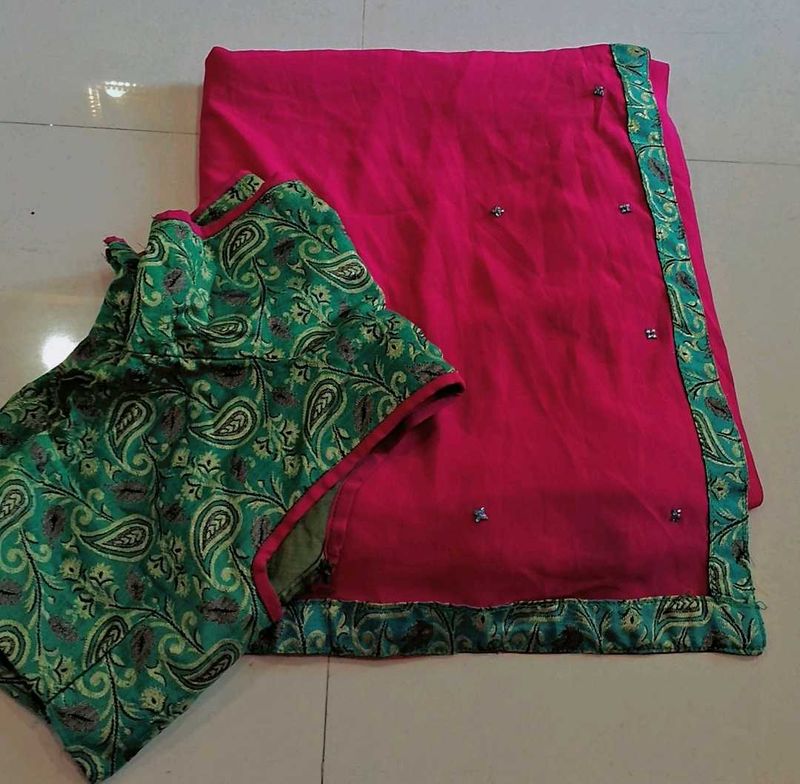 pink plane saree