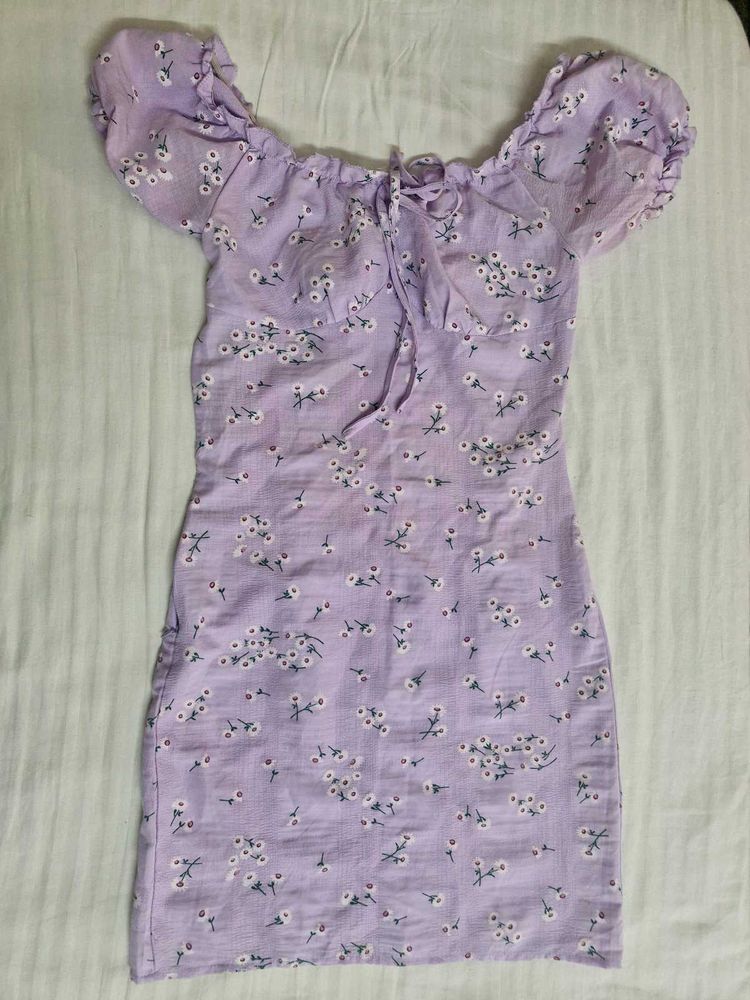 Lilac Floral Mini Dress