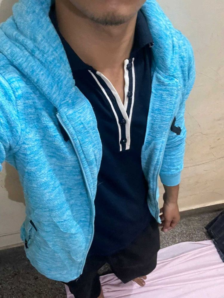 Blue Zip-Up Hoodie
