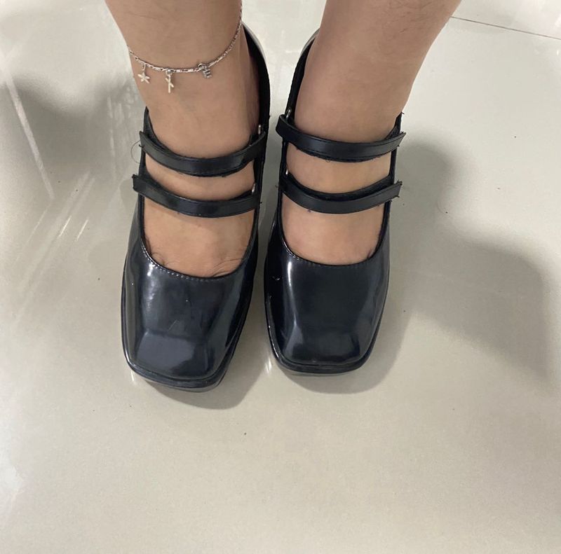 Black Mary Jane Block Heel