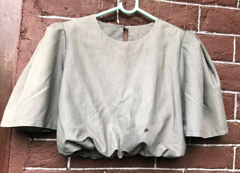 Grey Puff Sleeve Crop.
