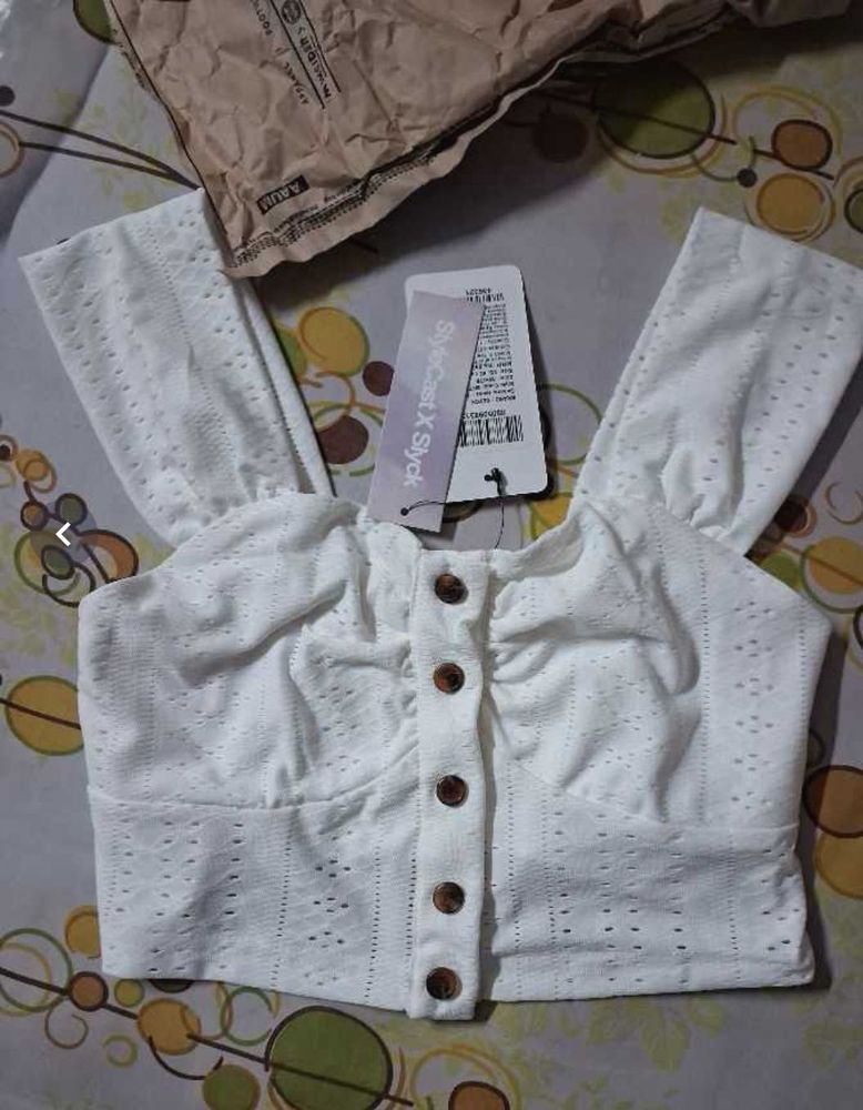 Cute White Crop Top..All Size Available