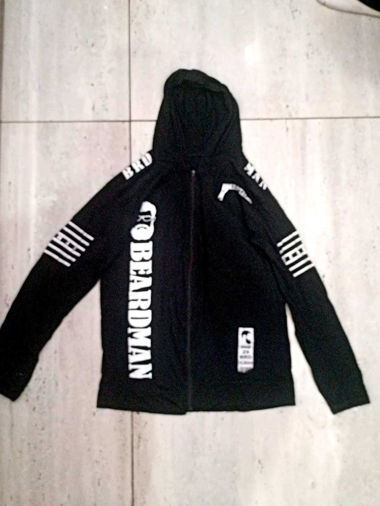 Beardman Black Printed Hoodie