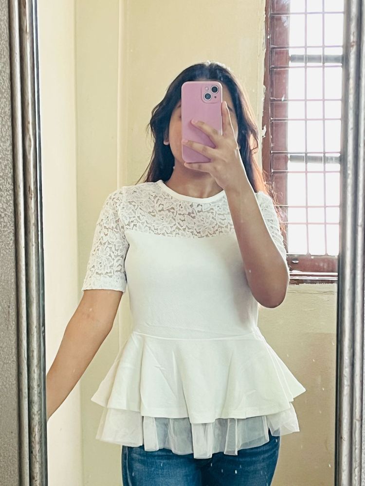 White Cute Top