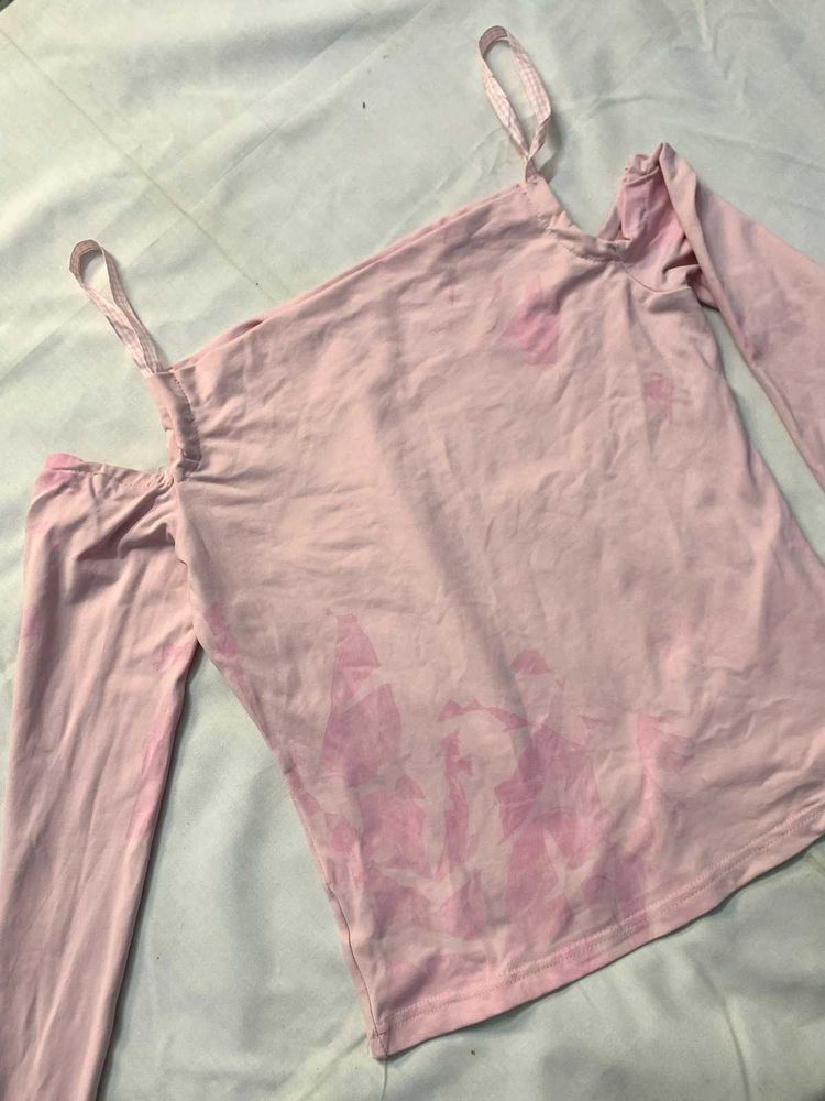 Pink Cold Shoulder Top