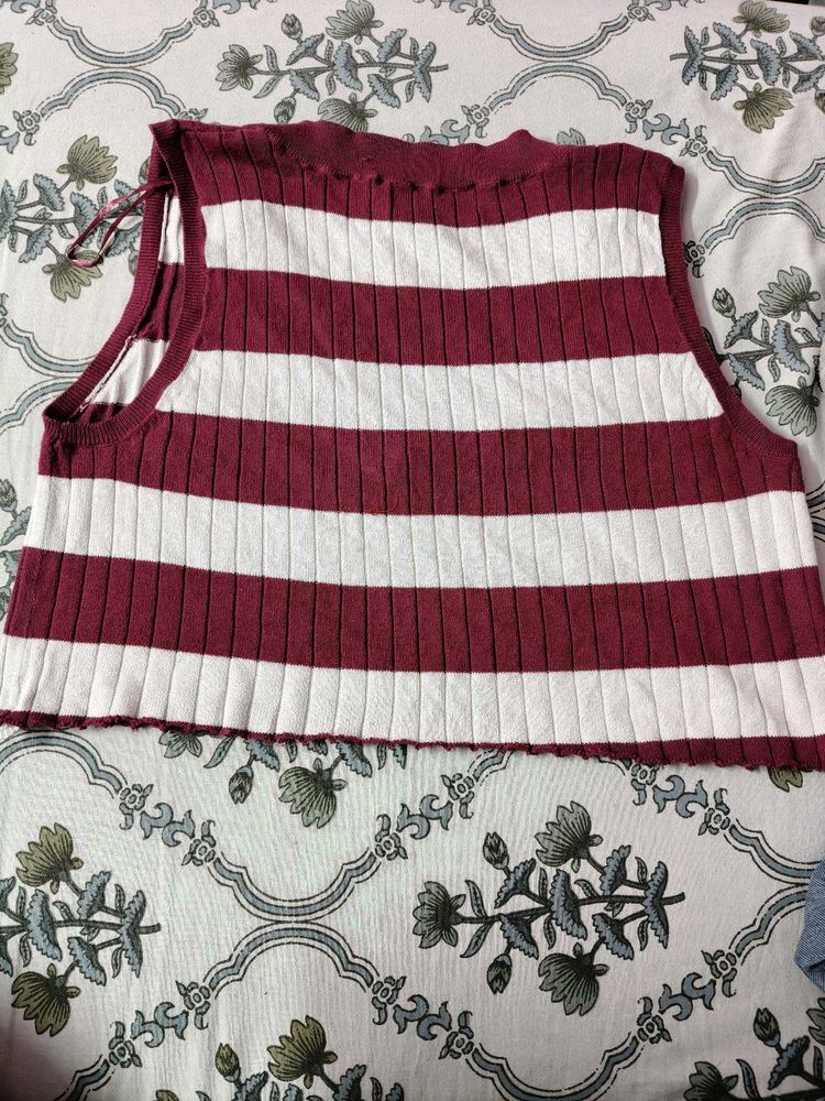 Striped Sleeveless Knit Top