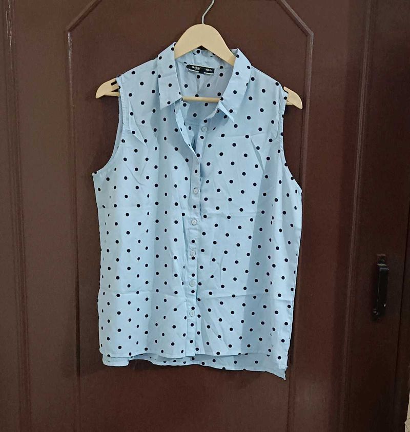 Baby Blue Polka Dot Top