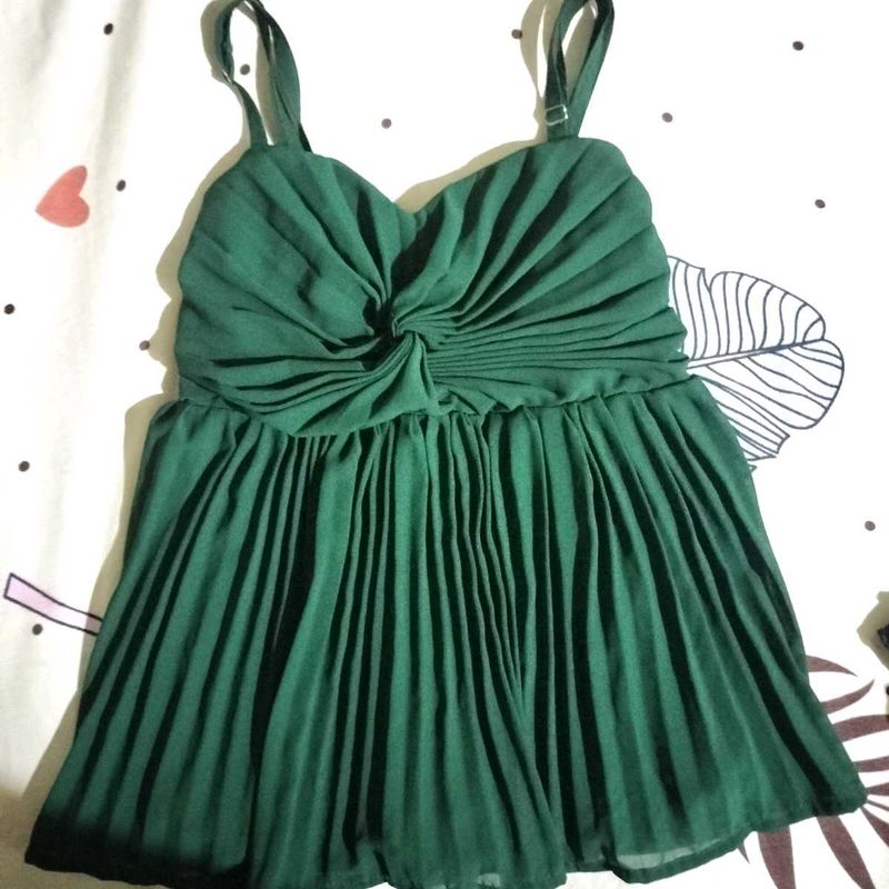Green Pleated Cami Top